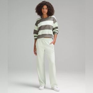 lululemon oversized cropped crew Stripe Grey Sage Kohlrabi Green, Size 4, New